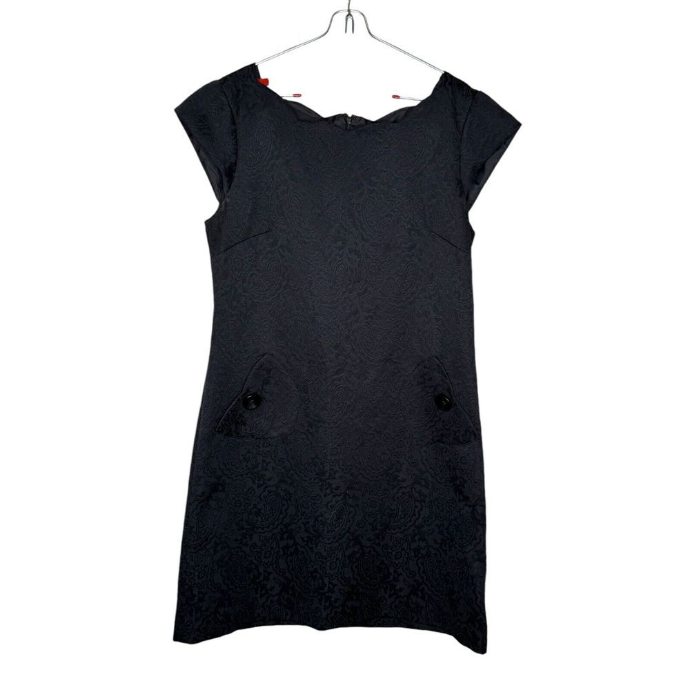 Liz Claiborne Women's Dress Overall Cap Sleeves Scalloped Neckline Pockets Sz.10